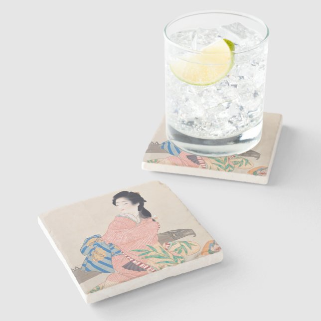 Daughter Miyuki (Beautiful Japanese Lady) (Asian) Stone Coaster (Side)