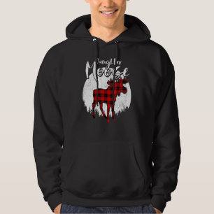 Daughter Moose Red Plaid Buffalo Matching Family P Hoodie