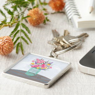 Daughter Mother's Day Mason Jar Vase Key Ring