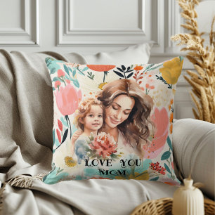 Daughter Mother's Day Quote Greenery Floral Photos Cushion