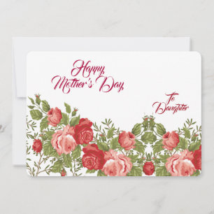 Daughter Mothers Day Rustic Roses Floral Greenery  Holiday Card