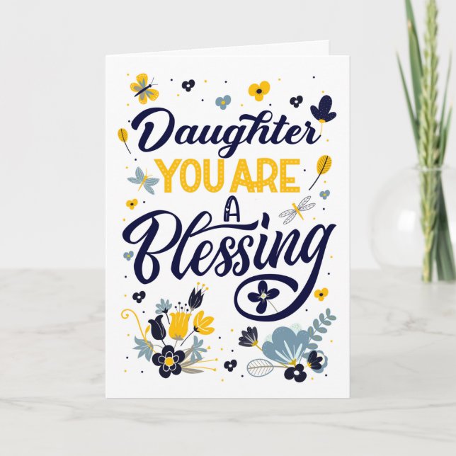 Daughter Mother's Day You are a Blessing Botanical Holiday Card (Front)