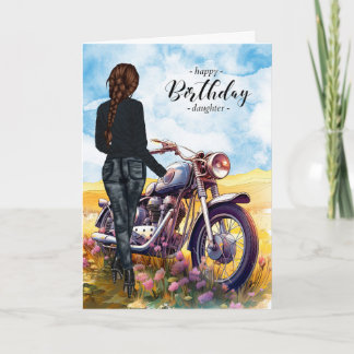 Daughter Motorcycle and Female Rider Birthday Card