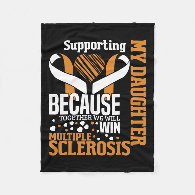 Daughter Multiple Sclerosis Awareness Orange Ribbo Fleece Blanket (Front)