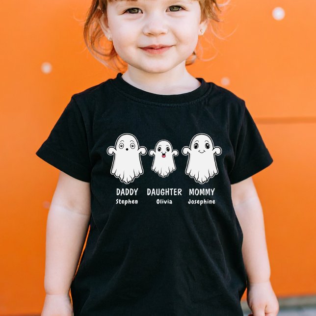 Daughter Mummy And Daddy 3 Person Ghost Family Baby T-Shirt (Disclaimer: This image is a digital mockup.)