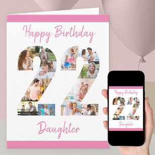 Daughter Number 22 Photo Collage Big 22nd Birthday Card