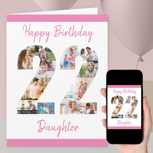 Daughter Number 22 Photo Collage Big 22nd Birthday Card (Creator Uploaded)