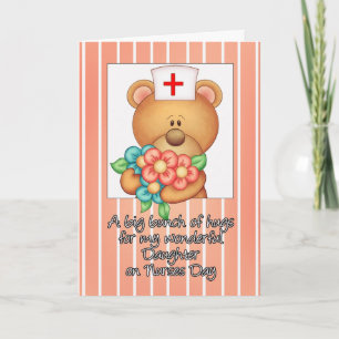 Daughter Nurse's Day Card With Nurse Teddy Bear An