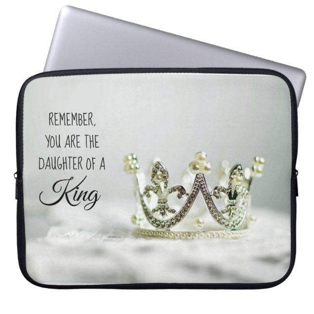 Daughter of a King with white crown Laptop Sleeve (Front)