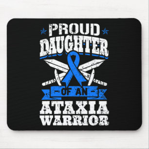 Daughter Of An Ataxia Warrior Blue Awareness Ribbo Mouse Pad