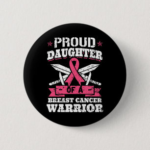 Daughter Of Breast Cancer Warrior Awareness Ribbon 6 Cm Round Badge