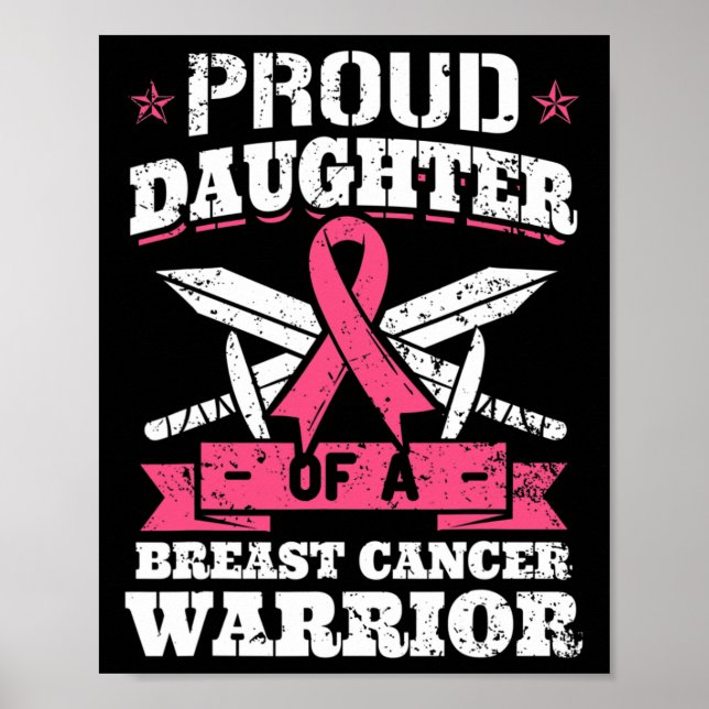 Daughter Of Breast Cancer Warrior Awareness Ribbon Poster (Front)