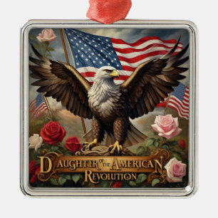 Daughter of the American Revolution DAR heart Metal Tree Decoration