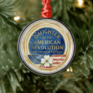 Daughter of the American Revolution Patriot USA Metal Tree Decoration