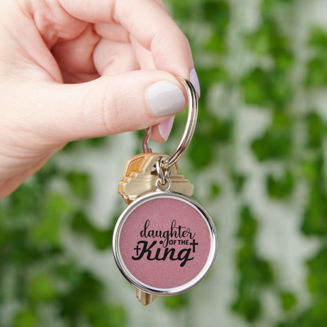 Daughter of the King Premium Round Keychain (Hand)