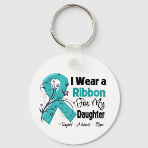 Daughter - Ovarian Cancer Ribbon Key Ring