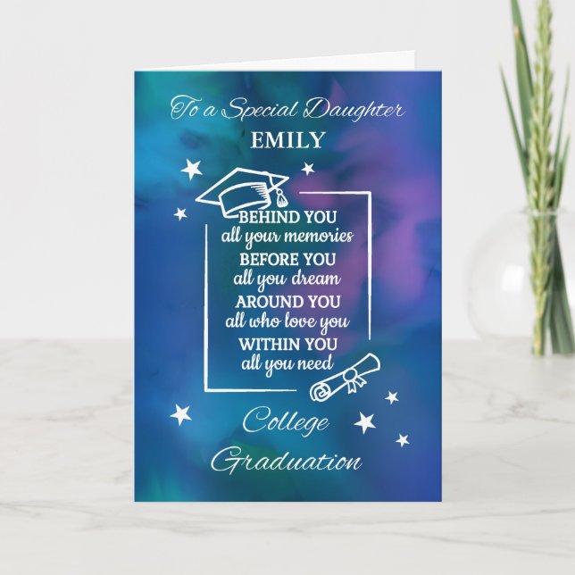 Daughter Personalise College Graduation Quote Card (Front)