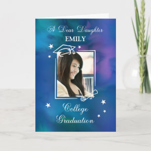 Daughter Photo Custom Name College Graduation Card