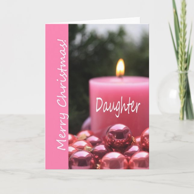 Daughter pink ornament christmas card (Front)