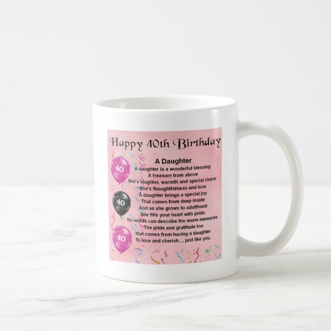 Daughter Poem  40th Birthday Coffee Mug (Right)