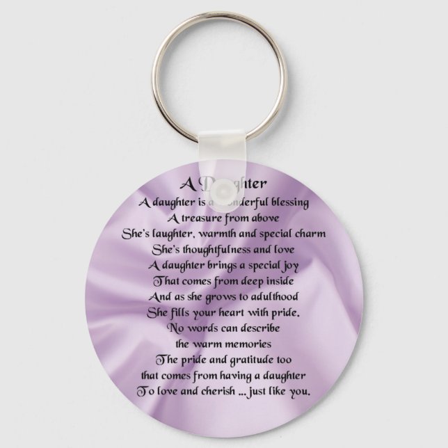 Daughter Poem - Lilac Silk Key Ring (Front)