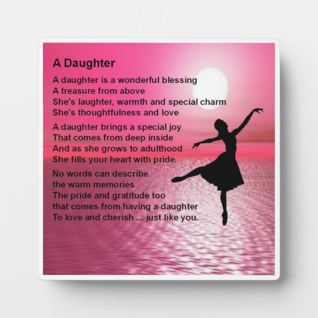 Daughter Poem Plaque - Ballerina  Design (Front)