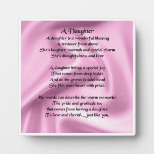 Daughter Poem Plaque - Pink Silk Design