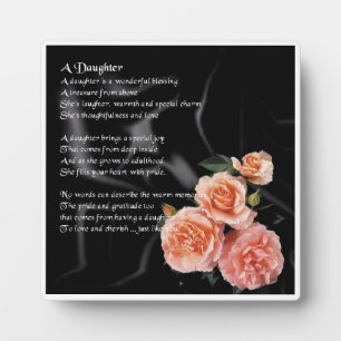 Daughter Poem Plaque - Roses on black Design