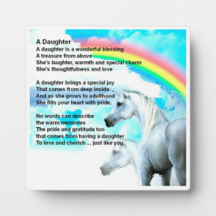 Daughter Poem Plaque - Unicorn  Design