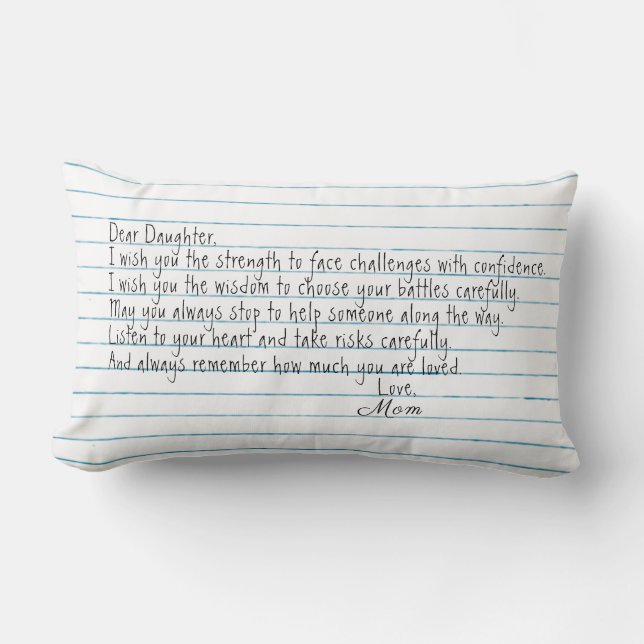 Daughter Quote On Notebook Paper  Lumbar Cushion (Front)