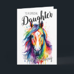 Daughter rainbow pony horse birthday unicorn card<br><div class="desc">Elevate any occasion with our custom greeting cards. Perfect for adding a personal touch,  these cards are ideal for everything from birthdays to holidays. Their versatility is unmatched,  allowing you to create unique messages,  beautiful designs,  and heartfelt sentiments with ease.
Designed By The Arty Apples</div>