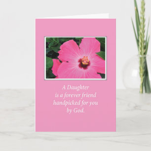 Daughter Religious Birthday with Pink Flower Card