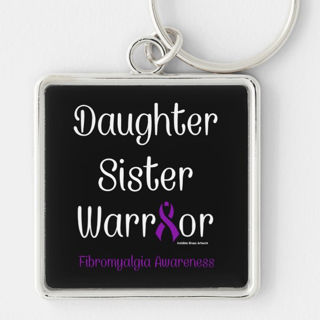Daughter Sister Warrior...Fibro Key Ring (Front)