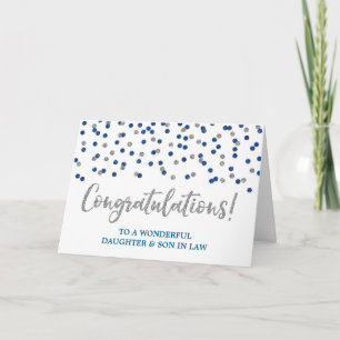 Daughter & Son In Law Congratulations Blue Silver Card