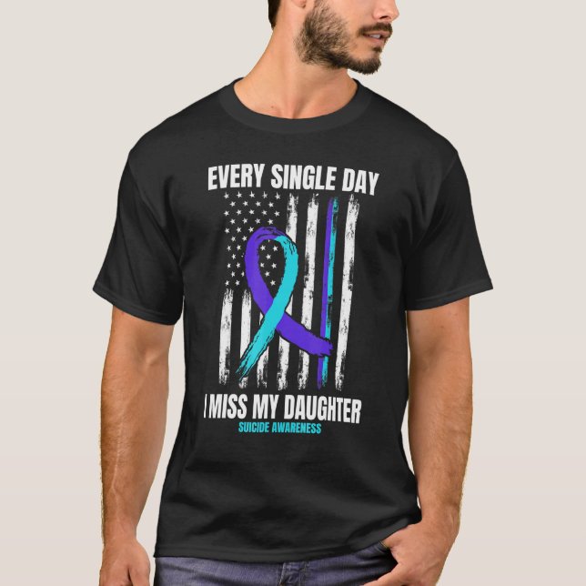 Daughter Suicide Awareness Prevention American Fla T-Shirt (Front)