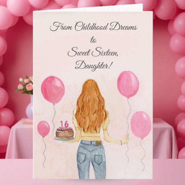 Daughter Sweet Sixteen Girl in Jeans Celebrating Card (Creator Uploaded)