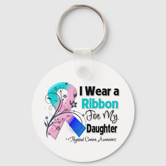 Daughter - Thyroid Cancer Ribbon Key Ring (Front)