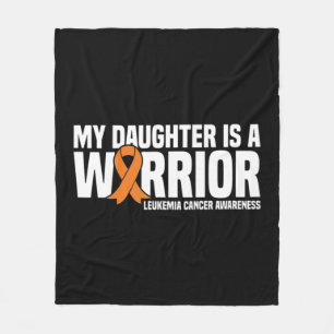 Daughter Warrior Orange Ribbon Leukemia Cancer Awa Fleece Blanket