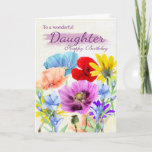 Daughter Watercolor Wild Flowers Birthday Card<br><div class="desc">Pretty Watercolor garden flowers pansies daisies in various colours,  all the flowers were originally hand painted by myself. A sweet card that is perfect for any lady.</div>