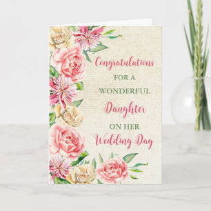Daughter Wedding Day Congratulations Card
