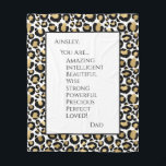 Daughter You Are Amazing Fleece Blanket<br><div class="desc">This blanket with it's modern font and black and gold leopard print edge is a great way to tell your daughter how much you love her and what a blessing she is to you. She will love wrapping up in your love and feel the warmth of your presence even though...</div>