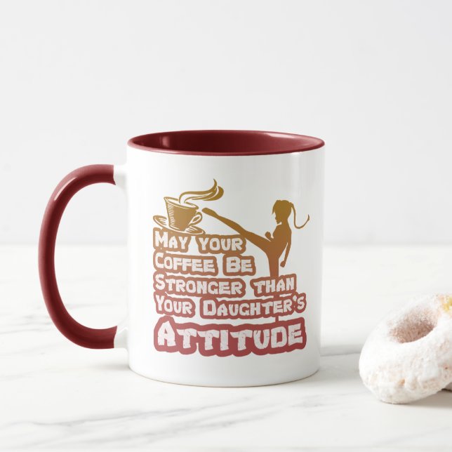 Daughter's Attitude Funny Red and orange Quote Mug (With Donut)