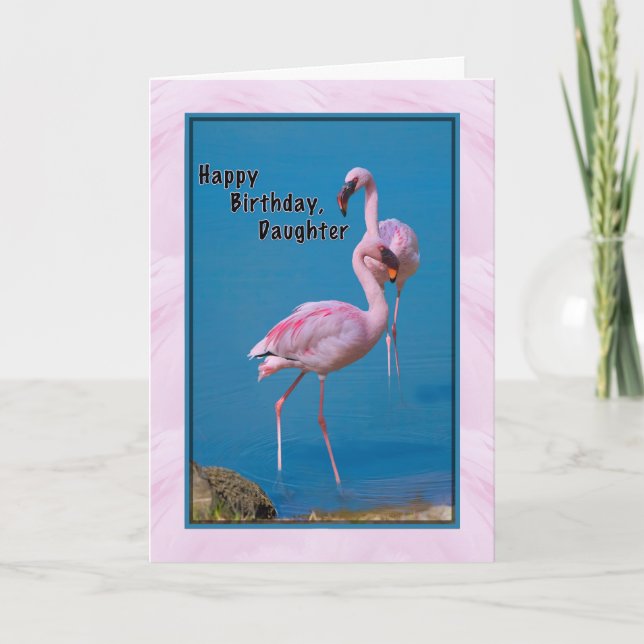 Daughter's Birthday Card with Pink Flamingo (Front)