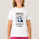 Daughters Birthday Name And Photo Black And White T-Shirt<br><div class="desc">Add your daughters photo to this white birthday t-shirt. Featuring bold black text on a white background. Change the text and photo by clicking on the personalise button.</div>