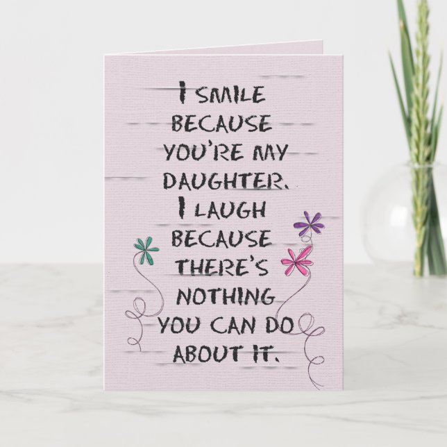 Daughter's Birthday with glitter flowers Card (Front)