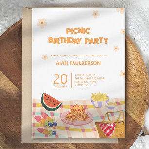 Daughter's Colourful Picnic Birthday Party Invitation