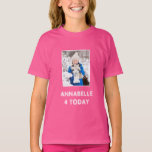 Daughters Name And Photo Bright Pink Birthday T-Shirt<br><div class="desc">Add your daughters photo to this bright pink birthday t-shirt. Featuring fun white text on a dark pink background. Change the text and photo by clicking on the personalise button.</div>