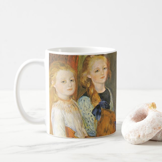 Daughters of Catulle Mendes by Pierre Renoir Coffee Mug (With Donut)