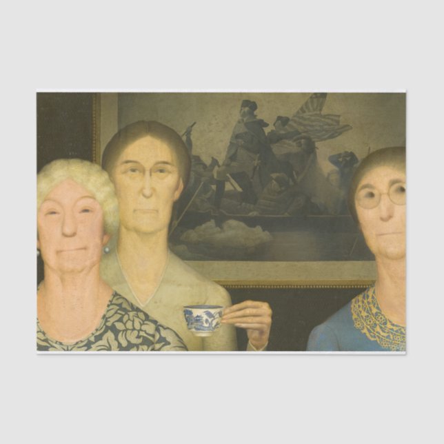 Daughters of Revolution by Grant Wood Tissue Paper (Front)