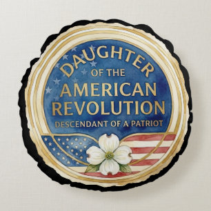 Daughters of the American Revolution patriot USA Round Cushion